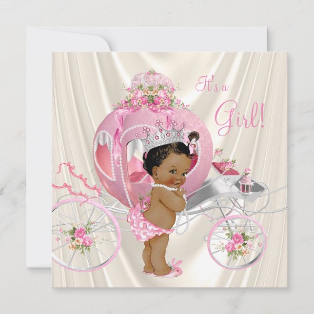 Ethnic Princess Baby Shower Pink und Ivory Pearl Einladung (Vorderseite)