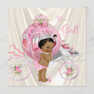 Ethnic Princess Baby Shower Pink und Ivory Pearl Einladung