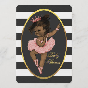 Ethnic Princess Ballerina Baby Schwarz-weiß Stripe Einladung