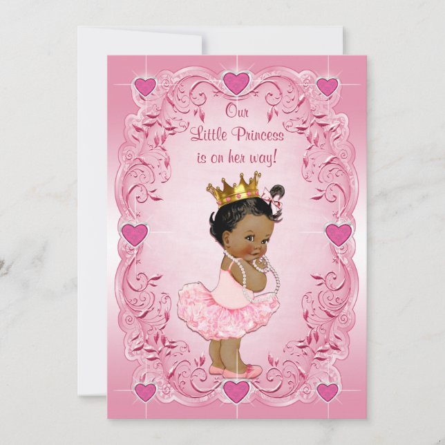 Ethnic Princess Ballerina Liebe Herz Babydusche Einladung (Vorderseite)