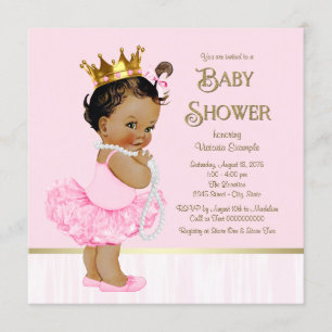 Ethnic Princess Ballerina Pink Gold Baby Dusche Einladung