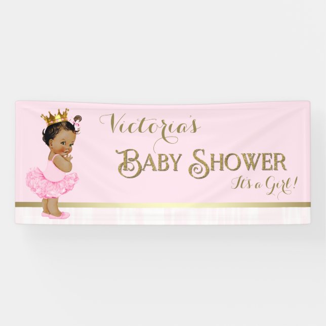 Ethnic Princess Ballerina Tutu Babydusche Banner (Horizontal)