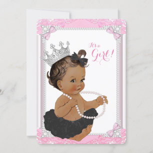 Ethnic Princess Black Tutu Lace Pearl Baby Dusche Einladung