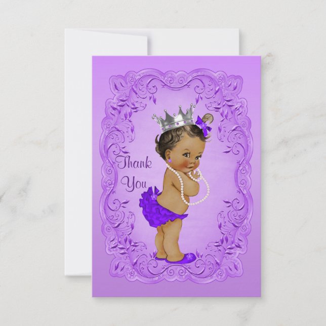 Ethnic Princess dankt Ihnen Baby Dusche Lila Rahme Dankeskarte (Vorderseite)