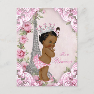 Ethnic Princess Floral Vintag Paris Baby Dusche Einladung