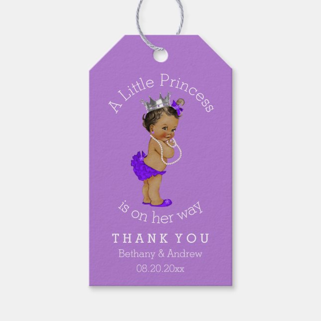 Ethnic Princess Lila Baby Dusche Personalisiert Geschenkanhänger (Vorderseite)