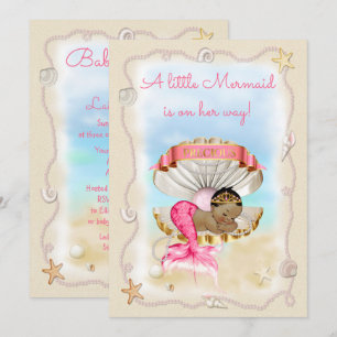 Ethnic Princess Mermaid Clam Muschel Babydusche Einladung