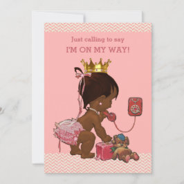 Ethnic Princess on Phone Baby Shower Chevrons Einladung