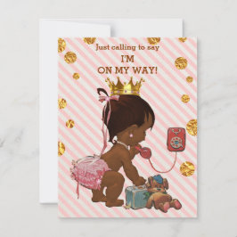 Ethnic Princess on Phone Gold Confetti Babydusche Einladung