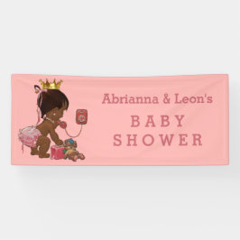 Ethnic Princess on Phone Personalisiert Baby Dusch Banner