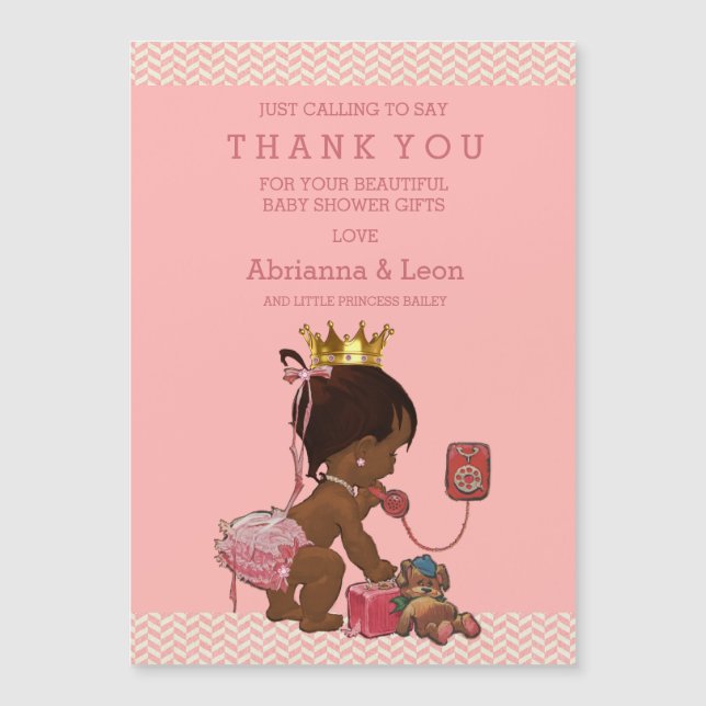 Ethnic Princess on Phone Teddy Chevrons Vielen Dan Magnetkarte (Vorderseite)