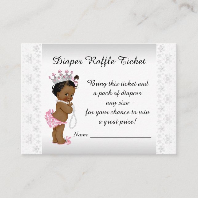 Ethnic Princess Pearls Diaper Raffle Ticket Begleitkarte (Vorderseite)