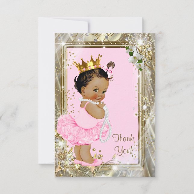 Ethnic Princess Pearls Flat Baby Dusche Vielen Dan Dankeskarte (Vorderseite)