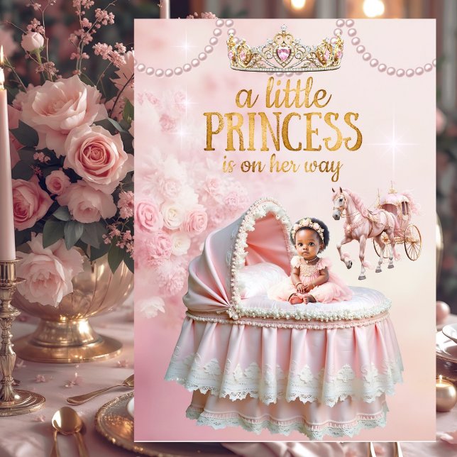 Ethnic Princess Pink Baby Dusche Carriage Bassinet Einladung (Von Creator hochgeladen)