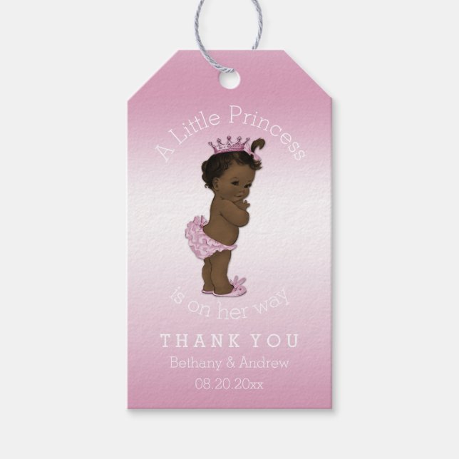 Ethnic Princess Pink Baby Dusche Personalisiert Geschenkanhänger (Vorderseite)