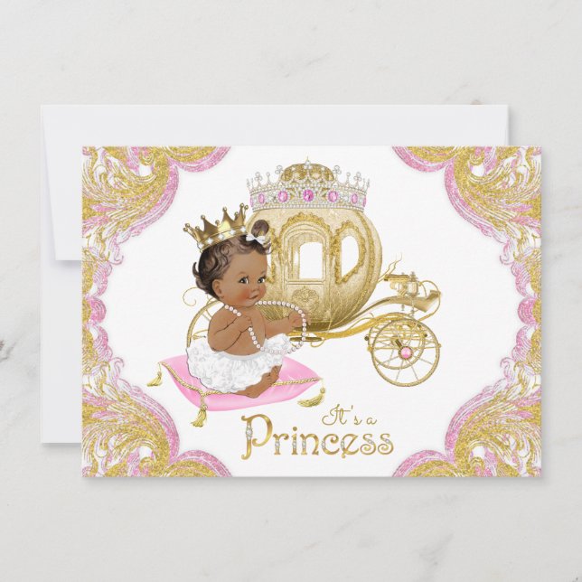 Ethnic Princess Pink Gold Babwer Shower Invitation (Devant)
