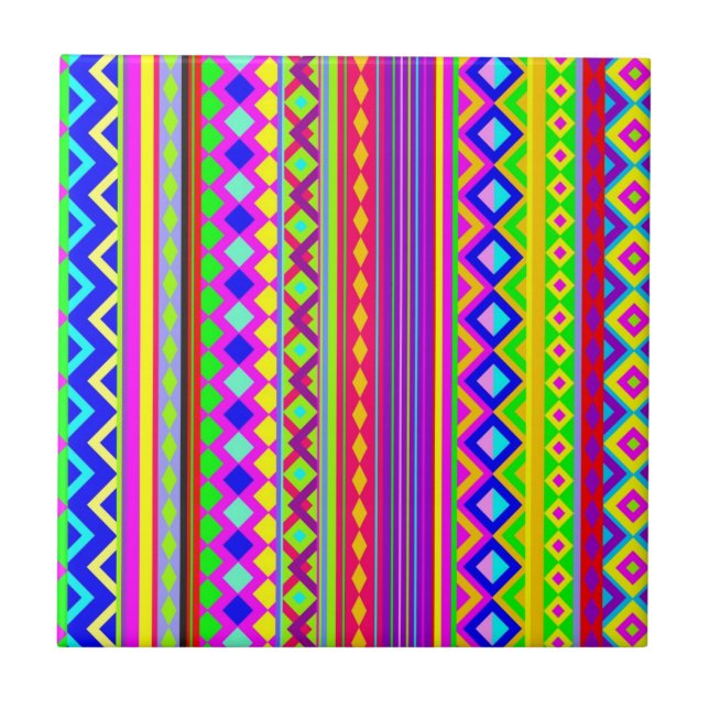 Ethnic Psychedelic Texture Pattern Fliese (Vorderseite)