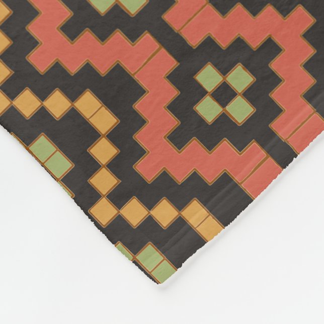 Ethnic Red Black Green Tribal Ägyptisch Fleecedecke (Ecke)