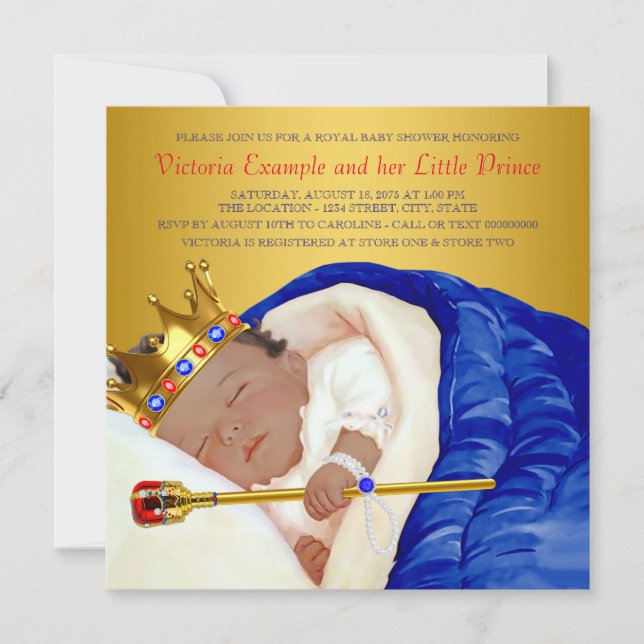 Ethnic Royal Prince Baby Dusche Einladung (Vorderseite)