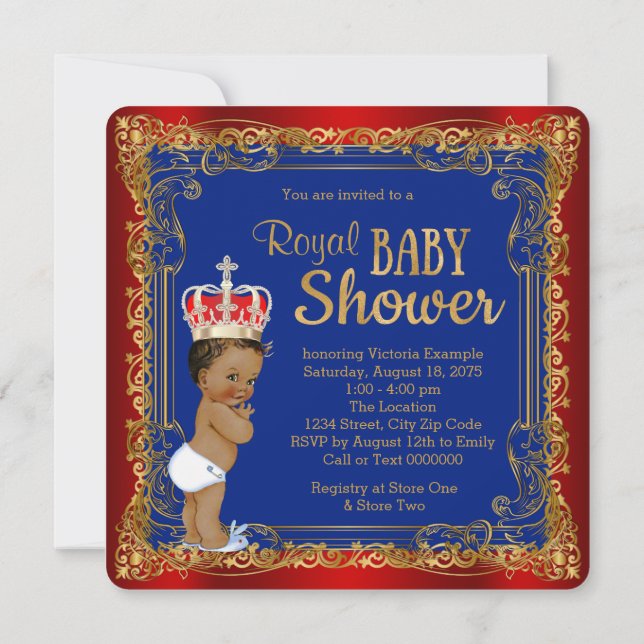 Ethnic Royal Prince Baby Dusche Einladung (Rückseite)