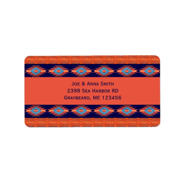Ethnic Southwest geometric Design Label Adressaufkleber (Vorne)