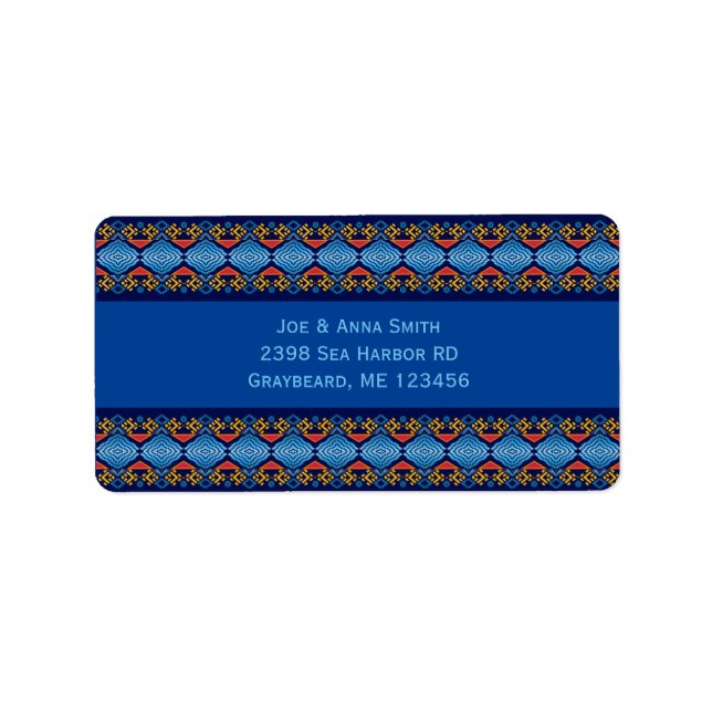 Ethnic Southwest geometric Design Label Adressaufkleber (Vorne)