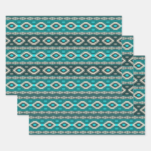 Ethnic Southwestern Geometric Muster Wrapping Pa Geschenkpapier Set