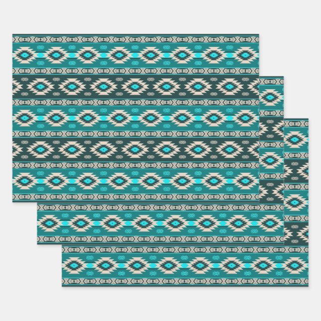 Ethnic Southwestern Geometric Muster Wrapping Pa Geschenkpapier Set (Set)