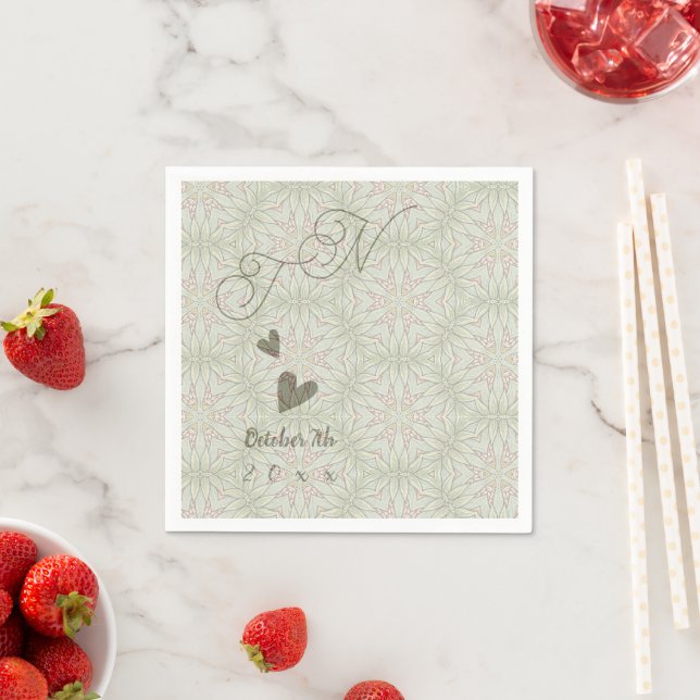 Ethnic Style Sage Green Monogram Paper Napkin Serviette (Beispiel)