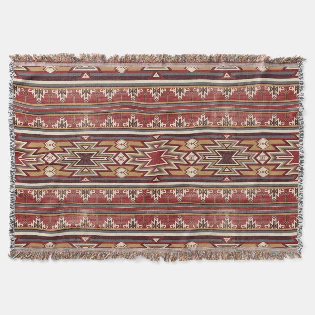 Ethnic Textile Texture Tribal Aztec National Ameri Decke (Vorderseite)