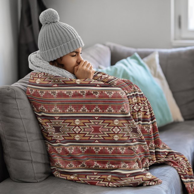 Ethnic Textile Texture Tribal Aztec National Ameri Fleecedecke (Von Creator hochgeladen)