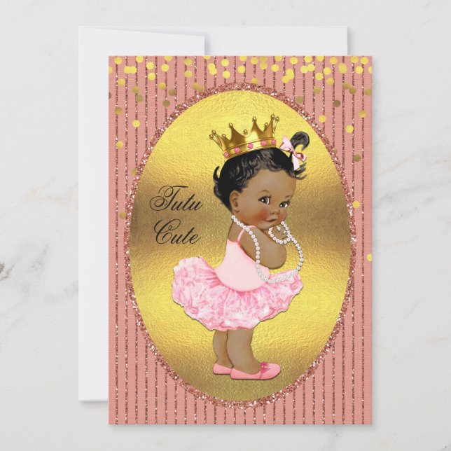 Ethnic Tutu Niedliche Imitate Gold Foil Glitzer Co Einladung (Vorderseite)