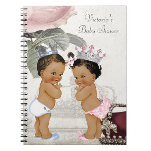 Ethnic Twin Prince and Princess Baby Showbook Notizblock