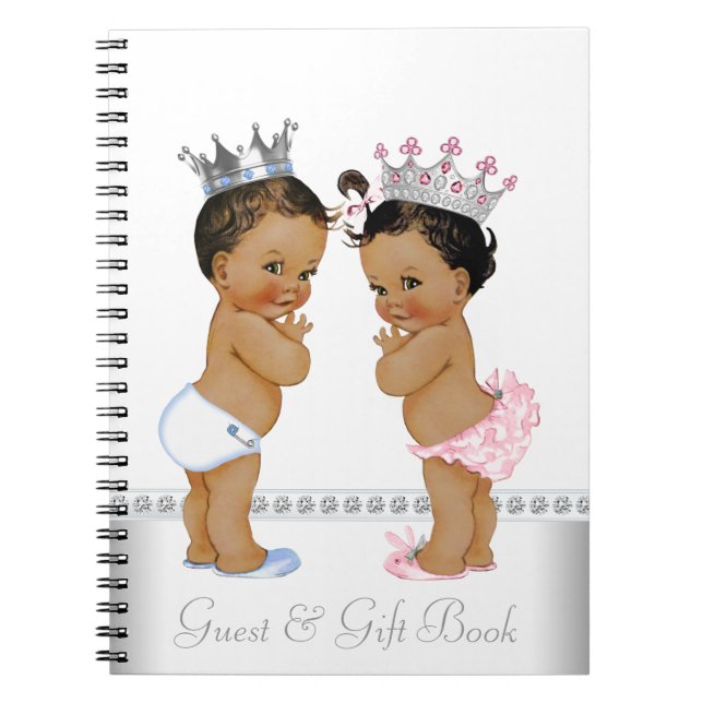 Ethnic Twin Prince and Princess Baby Showbook Notizblock (Vorderseite)