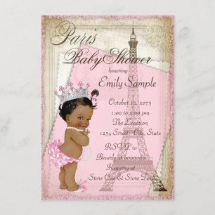 Ethnic Vintag Paris Baby Dusche Einladung