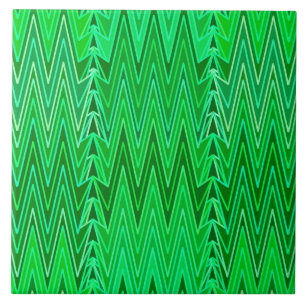 Ethnic Zickzack Damask, Emerald und Lime Green Fliese