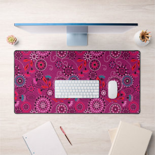 Ethnique folk abstrait motif floral rétro cramson