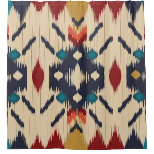 Ethnisch Abstrakt: Tribal Geometric Print. Duschvorhang (Vorderseite)
