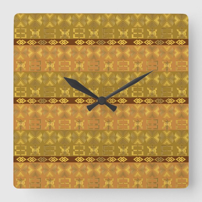 Ethnisch-afrikanische Adinkra-Symbole Quadratische Wanduhr (Vorderseite)