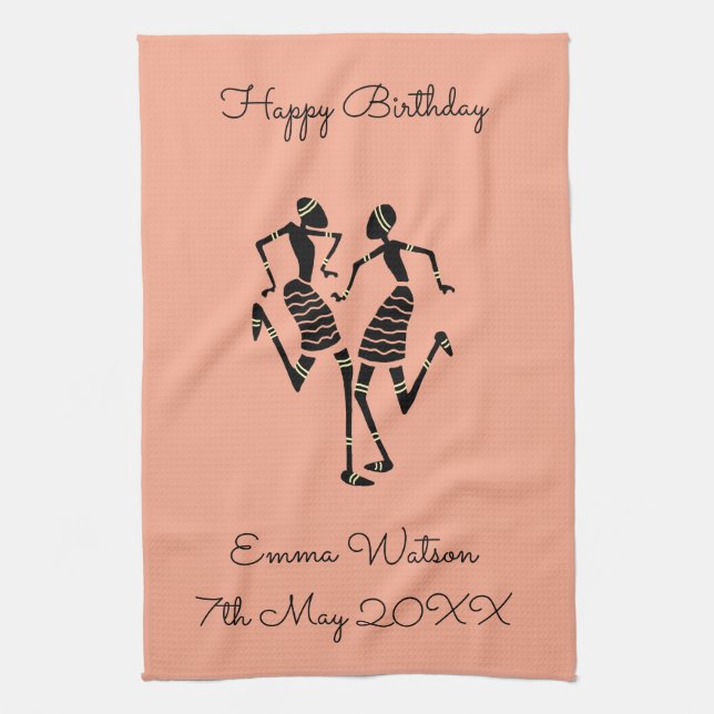 Ethnisch, afrikanische Kunst, Karnevalstanz Geschirrtuch (Vertikal)