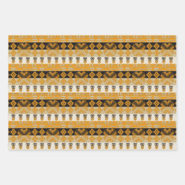 Ethnisch-afrikanische Stammes Golden Geometric Geschenkpapier Set
