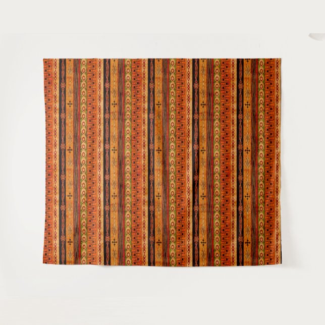 Ethnisch-afrikanisches Streifenmuster Wandteppich (Vorderseite (Horizontal))