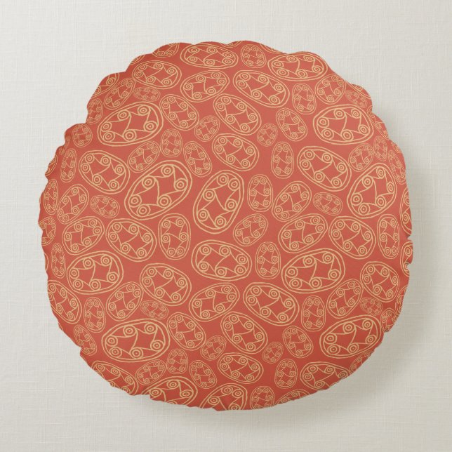Ethnisch-ägyptische Stammesschilde Cream Rusty Red Rundes Kissen (Vorderseite)
