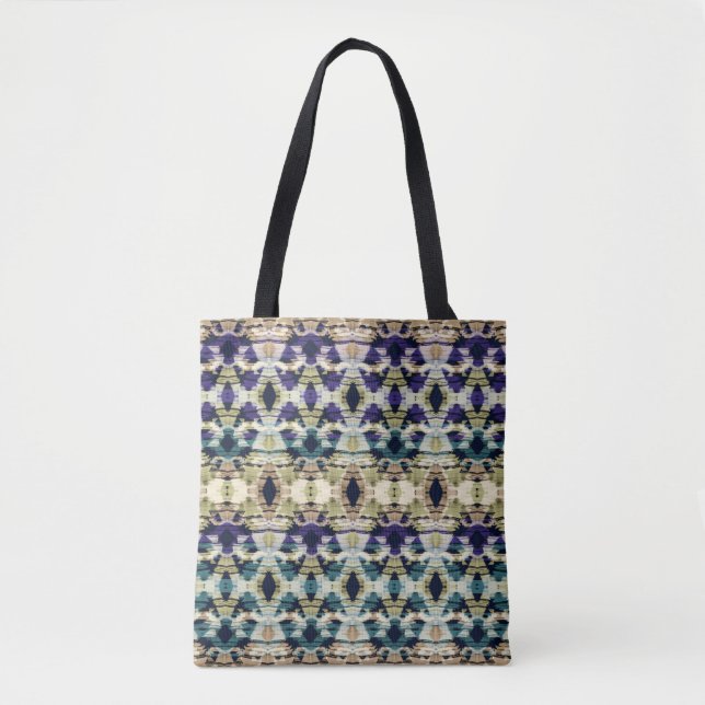 Ethnisch blau, beige Ikat Tasche (Vorderseite)
