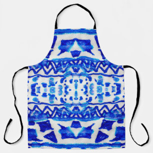 Ethnisch-blaues Aquarellmuster Schürze