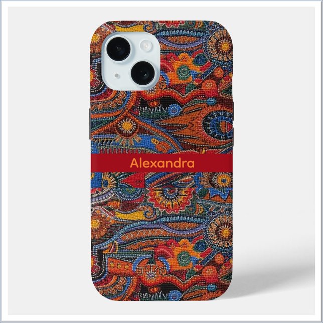 Ethnisch Boho Farbige Muster Rot Blau & Gold Case-Mate iPhone Hülle (Von Creator hochgeladen)