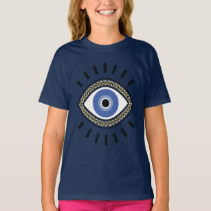 Ethnisch-böses Auge Schutz Amulett Graues blaues A T-Shirt