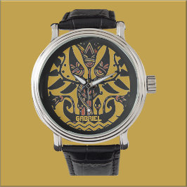 Ethnisch-ethnische Tattoo-Muster-Uhr Armbanduhr