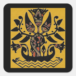 Ethnisch-ethnisches Tattoo-Muster Quadratischer Aufkleber