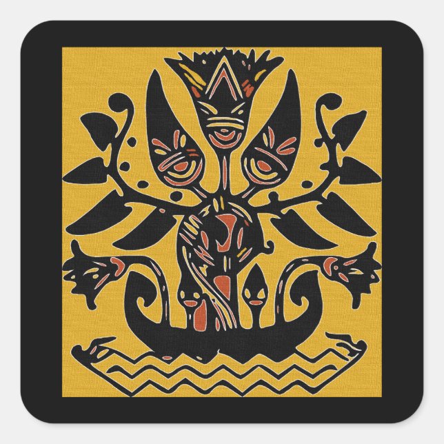 Ethnisch-ethnisches Tattoo-Muster Quadratischer Aufkleber (Vorderseite)
